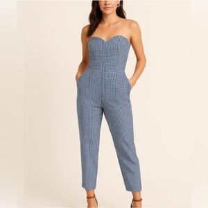 MICHAEL KORS BLUE CHECKED JUMPSUIT